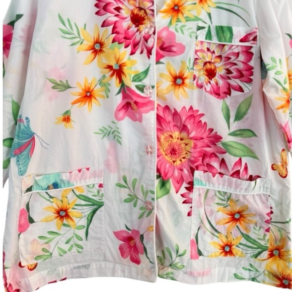 VICTORIA’S SECRET Floral Button Down Sleep Shirt Swim Cover Up Size M - Picture 10 of 10